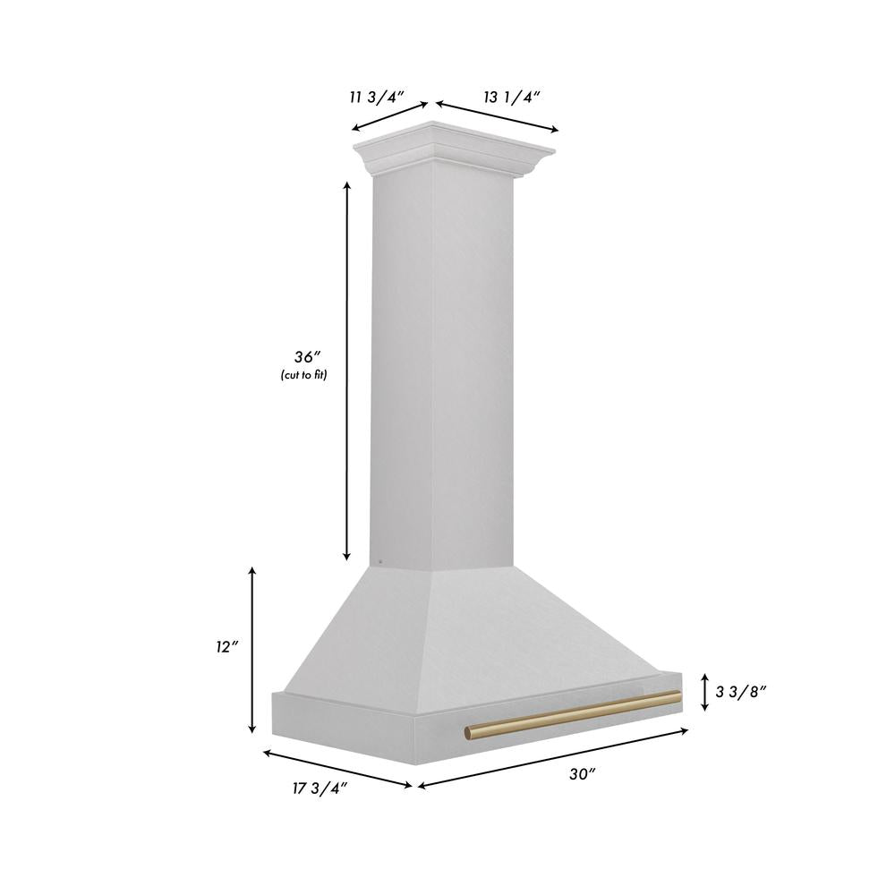 ZLINE Autograph Edition 30-inch range hood in satin stainless steel and champagne bronze accents KB4SNZ-30-CB, view 6