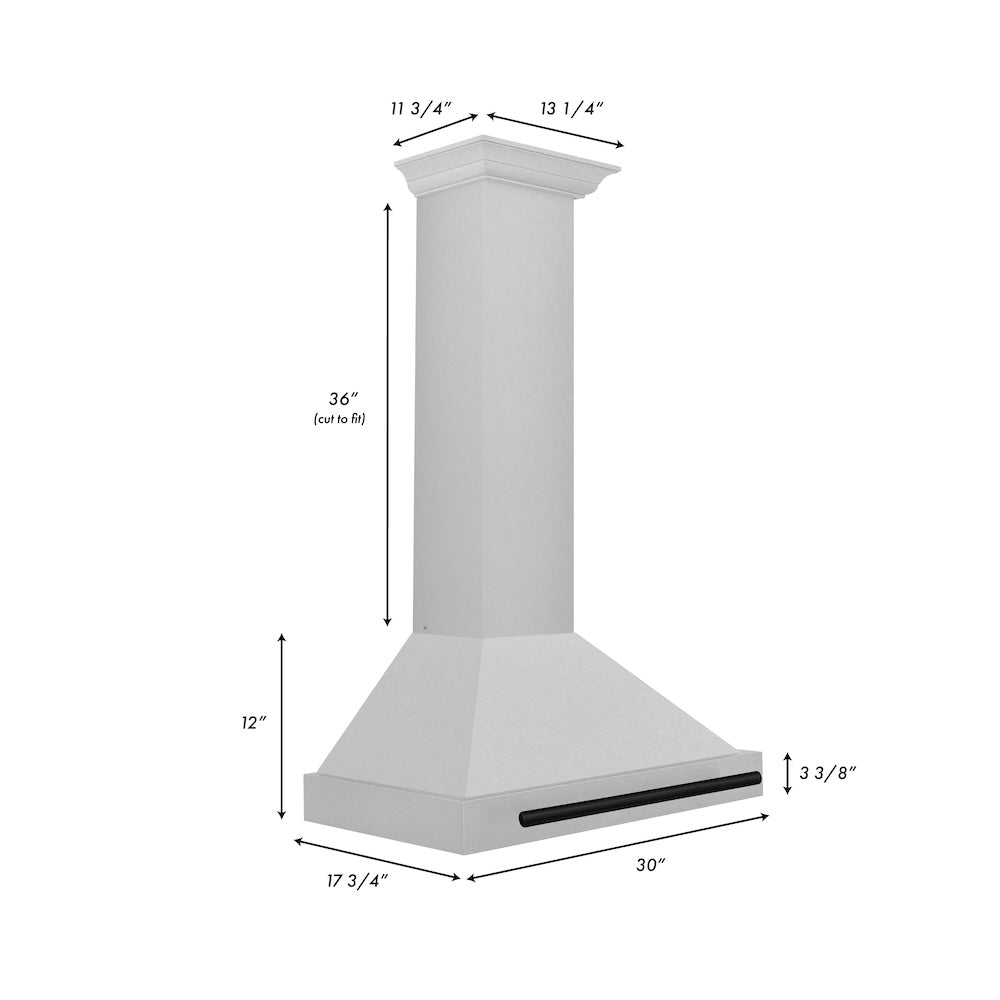 ZLINE Autograph Edition 30-inch range hood in satin stainless steel and matte black accents KB4SNZ-30-MB, view 6