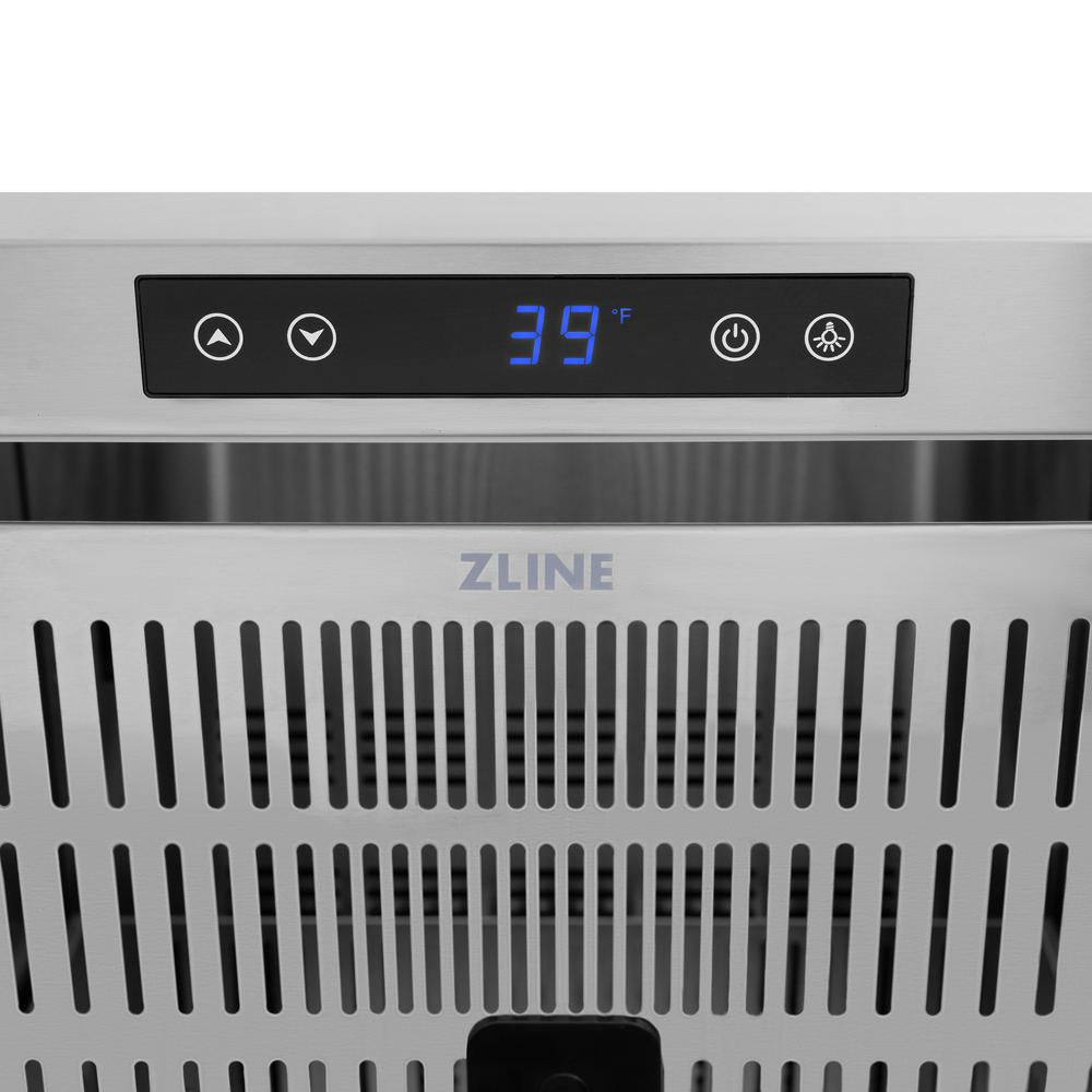 ZLINE Autograph Edition Touchstone 24-inch refrigerator in stainless steel and champagne bronze accents RDSOZ-ST-24-CB, detail