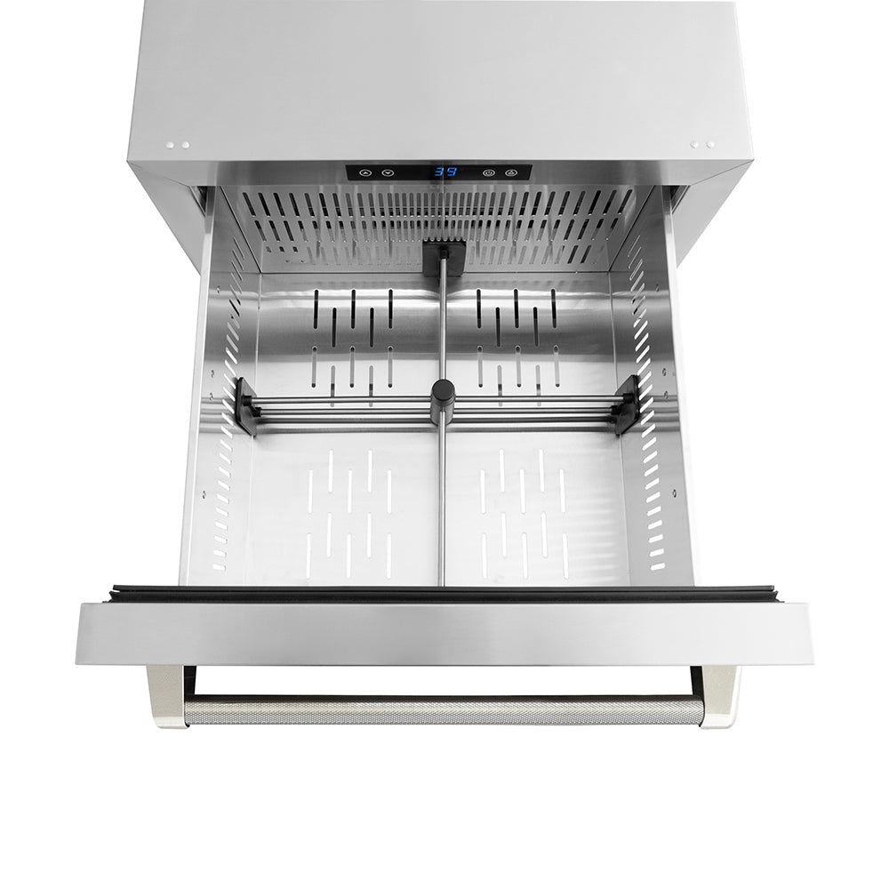 ZLINE Autograph Edition Touchstone 24-inch refrigerator in stainless steel and polished nickel accents RDSOZ-ST-24-KPN, detail