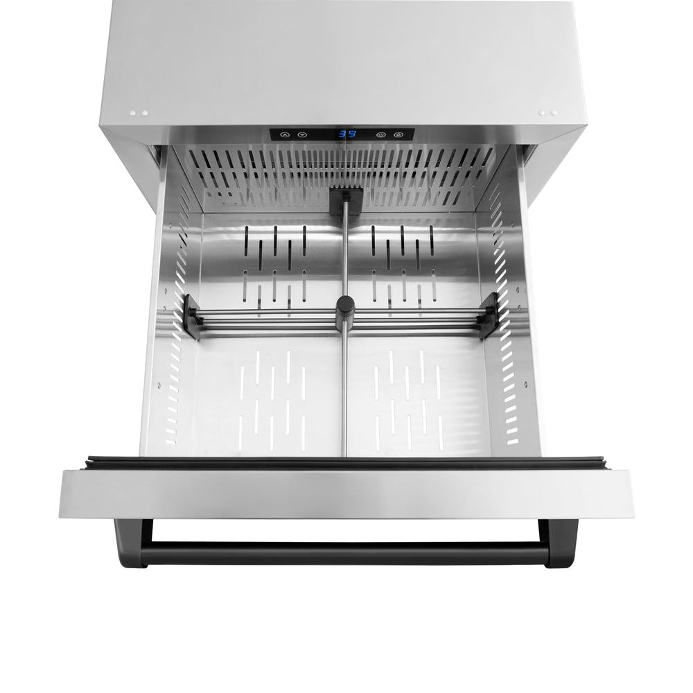 ZLINE Autograph Edition Touchstone 24-inch refrigerator in stainless steel and matte black accents RDSOZ-ST-24-MB, detail