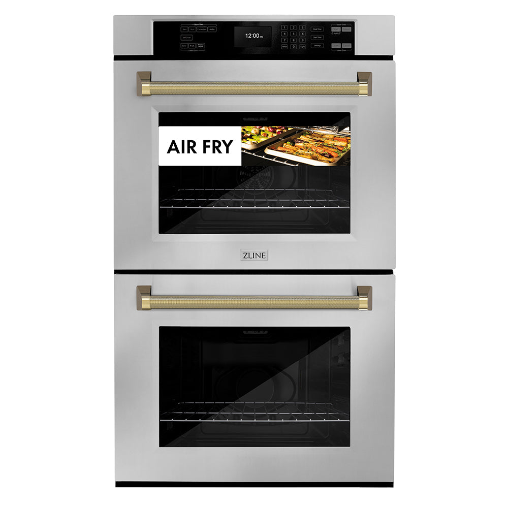 ZLINE Autograph Edition Professional 30-inch wall oven in stainless steel and polished gold accents WADZ-30-KG, view 3