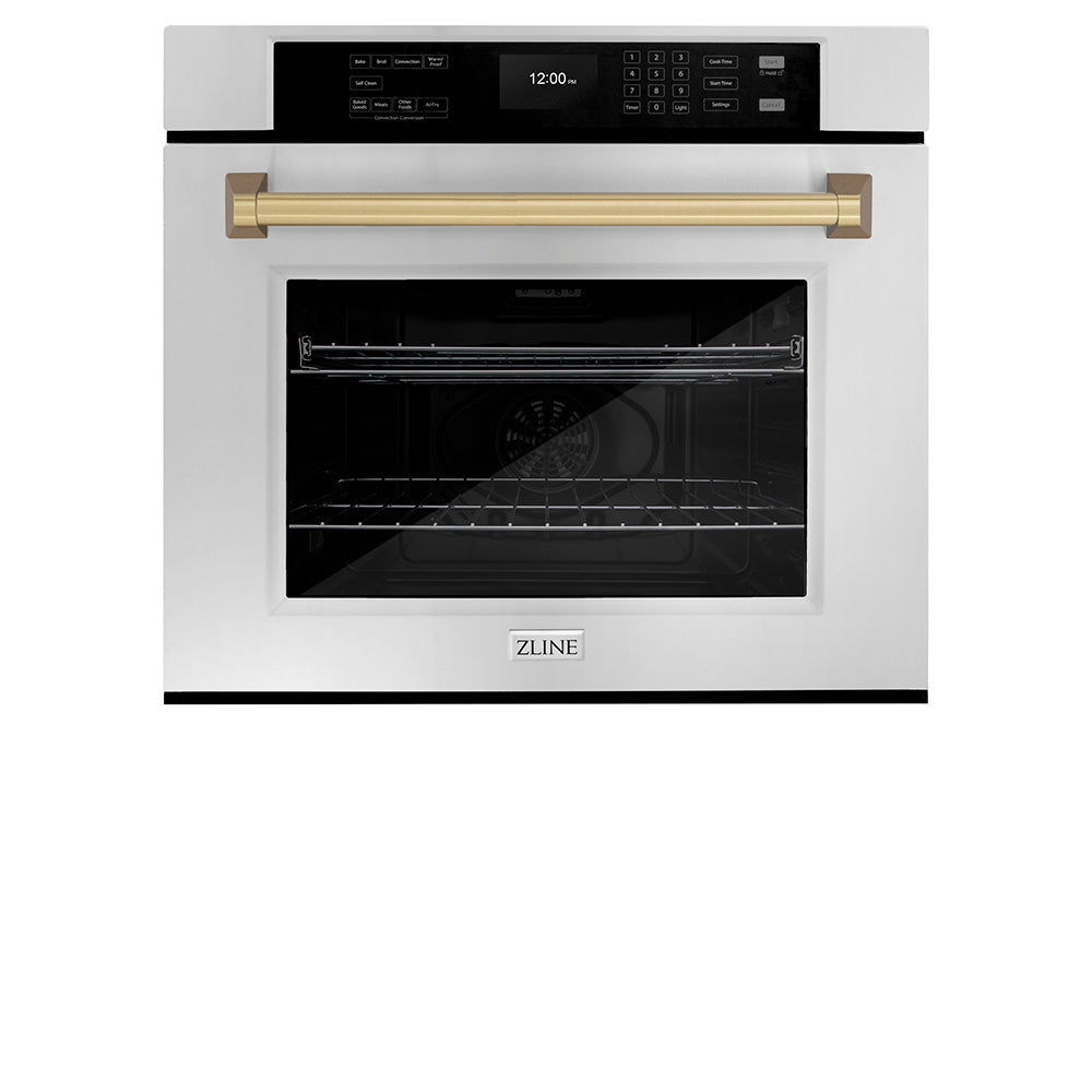 ZLINE Autograph Edition Professional 30-inch wall oven in stainless steel and champagne bronze accents WASZ-30-CB, view 3