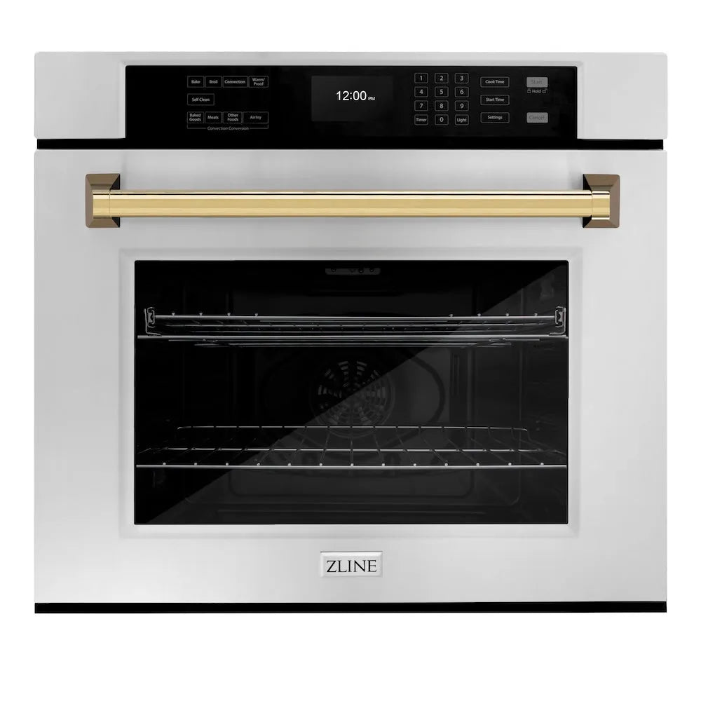 ZLINE Autograph Edition Professional 30-inch wall oven in stainless steel and polished gold accents WASZ-30-G