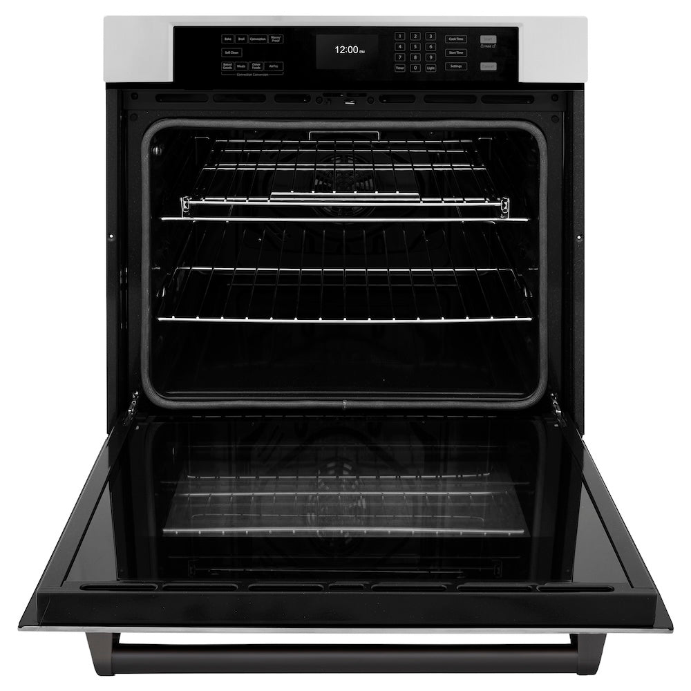 ZLINE Autograph Edition Professional 30-inch wall oven in stainless steel and matte black accents WASZ-30-MB, front view