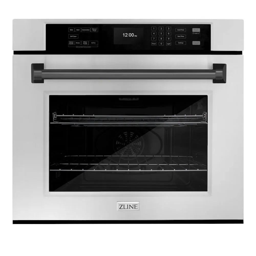ZLINE Autograph Edition Professional 30-inch wall oven in stainless steel and matte black accents WASZ-30-MB