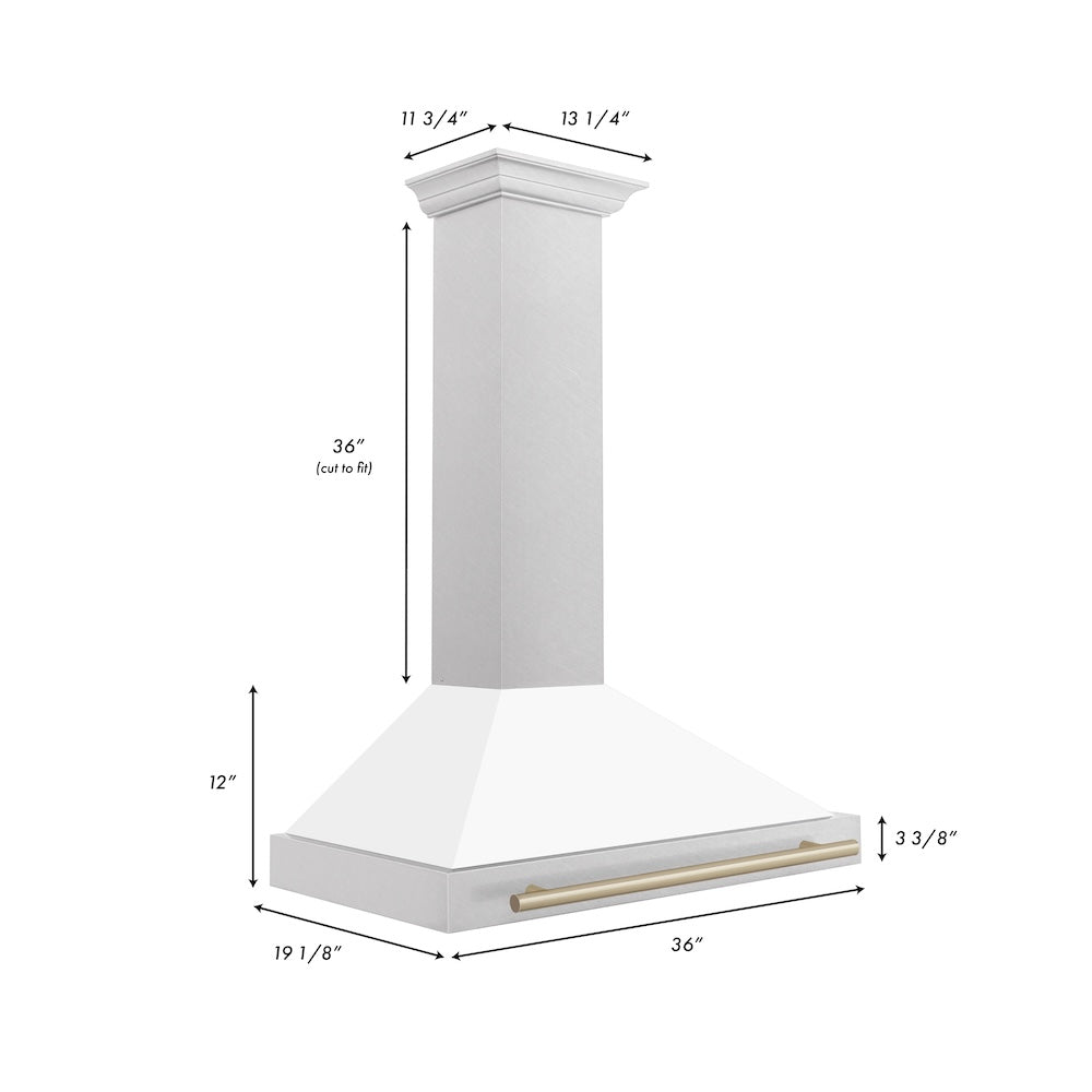 ZLINE Autograph Edition 36-inch range hood in satin stainless steel and champagne bronze accents KB4SNZ-WM36-CB, view 6