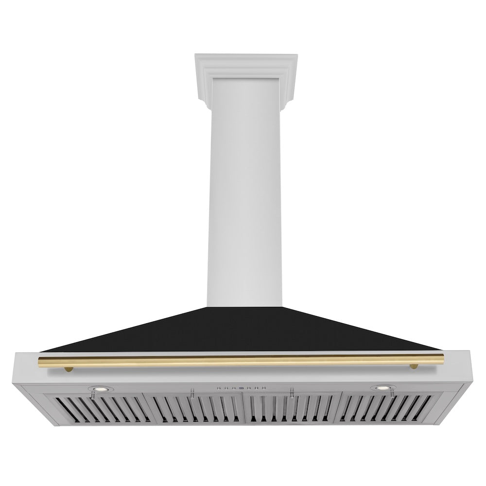ZLINE Autograph Edition 48-inch range hood in black matte and champagne bronze accents KB4STZ-BLM48-CB, view 3