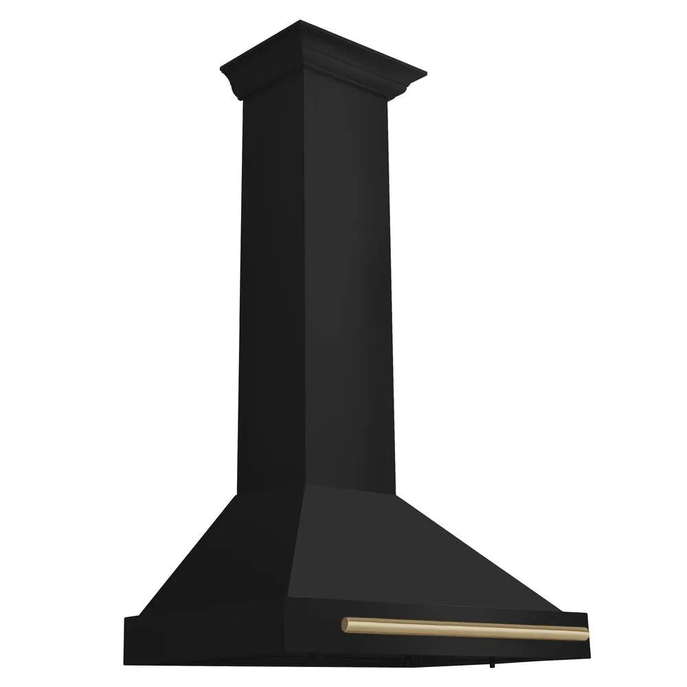 ZLINE Autograph Edition 30-inch range hood in black stainless steel and champagne bronze accents BSKB4Z-30-CB