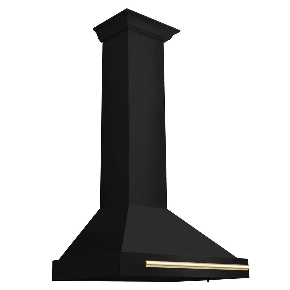 ZLINE Autograph Edition 30-inch range hood in black stainless steel and polished gold accents BSKB4Z-30-G