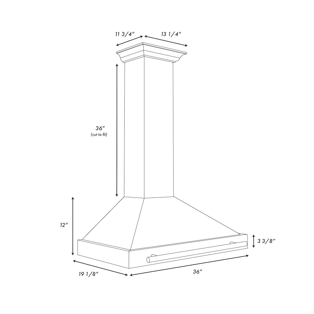 ZLINE Autograph Edition 36-inch range hood in black stainless steel and champagne bronze accents BSKB4Z-36-CB, view 5