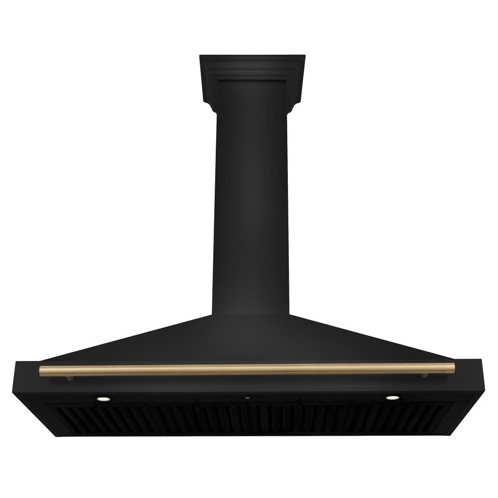 ZLINE Autograph Edition 48-inch range hood in black stainless steel and champagne bronze accents BSKB4Z-48-CB, view 4