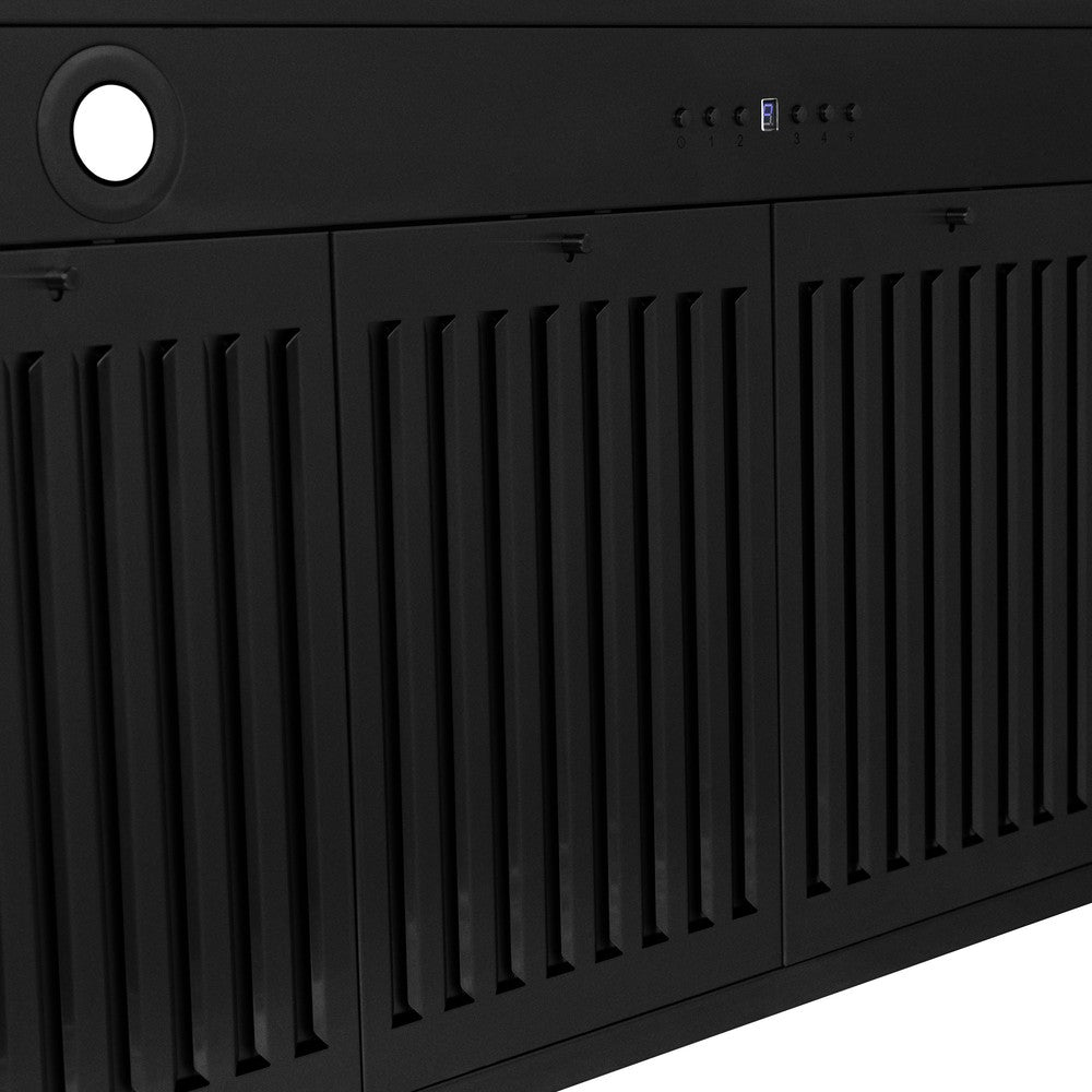 ZLINE Autograph Edition 48-inch range hood in black stainless steel and polished gold accents BSKB4Z-48-G, detail