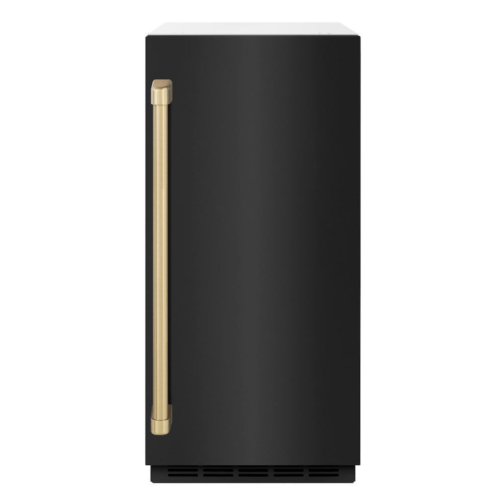 ZLINE Autograph Edition Touchstone 15-inch ice maker in black stainless steel and champagne bronze accents IGMDZ-BS-15-CB