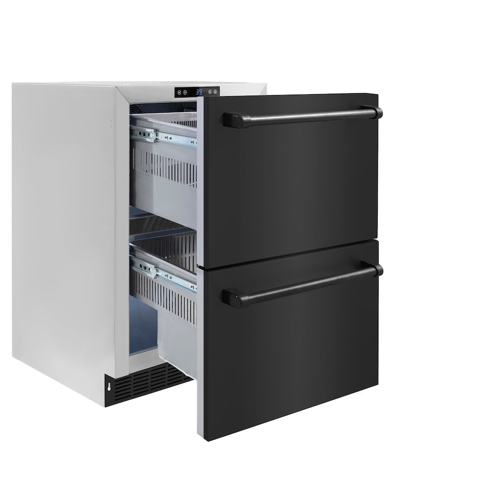 ZLINE Touchstone 24-inch refrigerator in black stainless steel RDSO-BS-24, door open