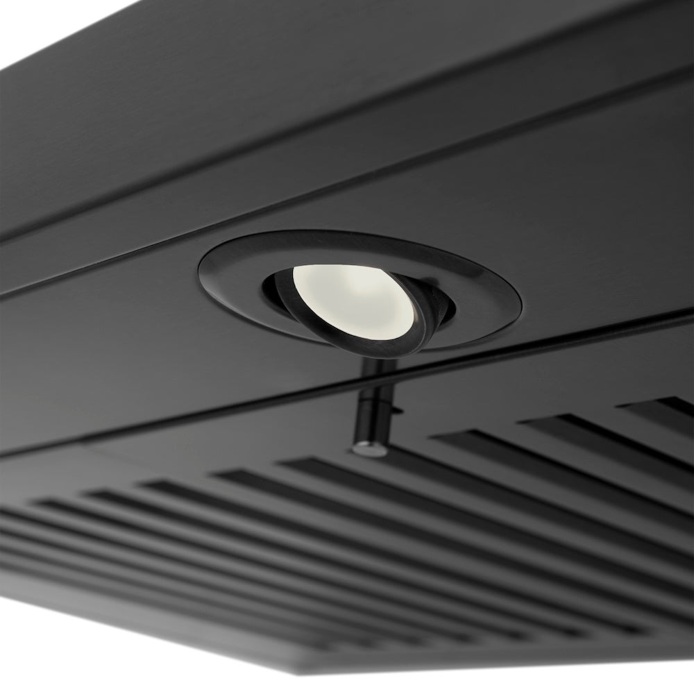 ZLINE Convertible Vent 36-inch range hood in black stainless steel BSKBNCRN-36, detail