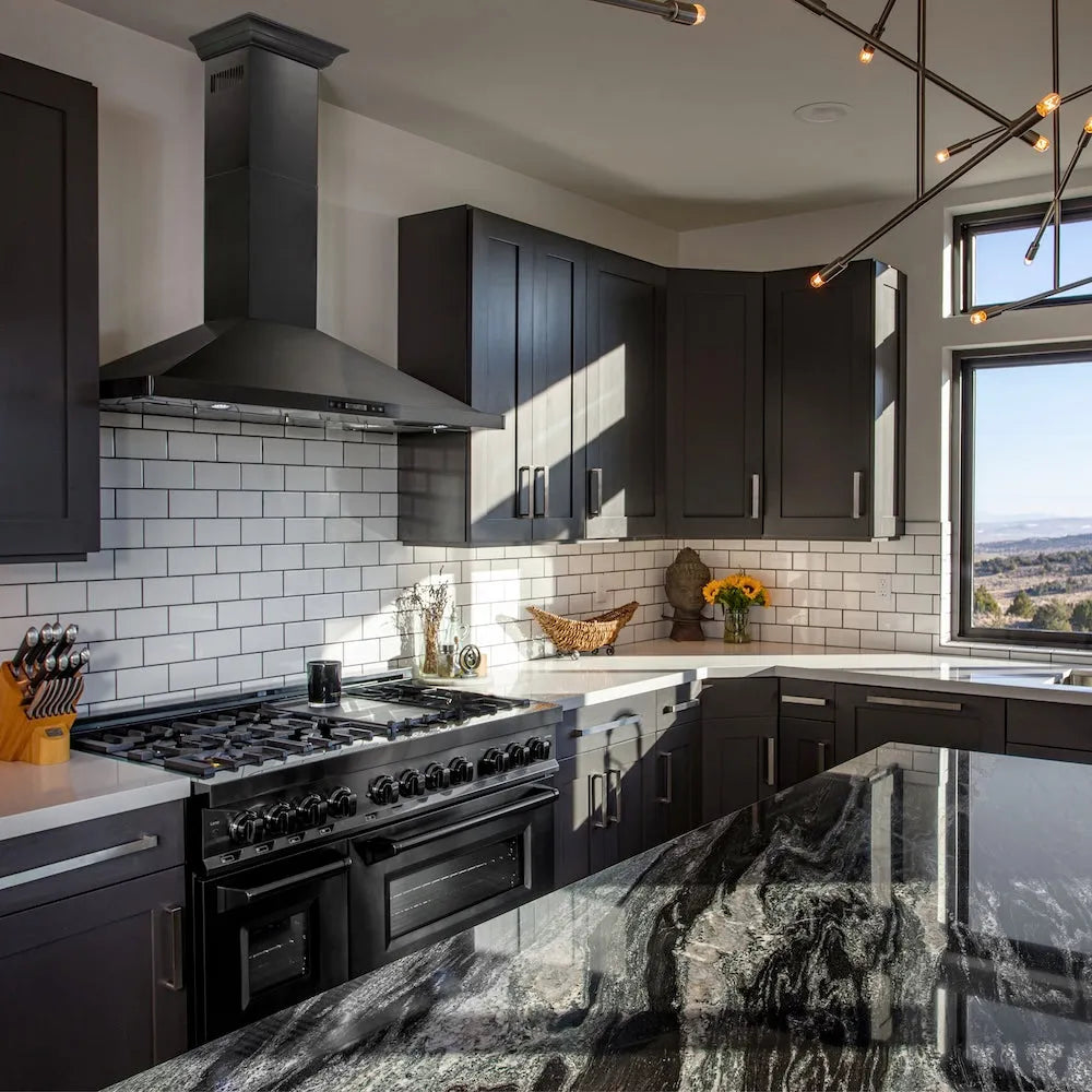 ZLINE Convertible Vent 48-inch range hood in black stainless steel BSKBNCRN-48, view 2