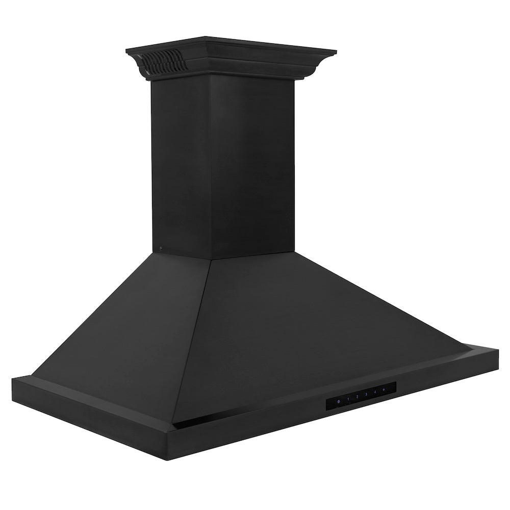 ZLINE CrownSound 36-inch range hood in black stainless steel BSKBNCRN-BT-36, from above