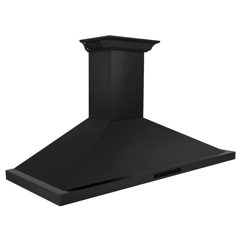 ZLINE CrownSound 48-inch range hood in black stainless steel BSKBNCRN-BT-48, from above