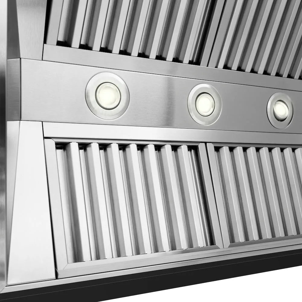 ZLINE Wooden 30-inch range hood in rustic black 355CC-30, detail