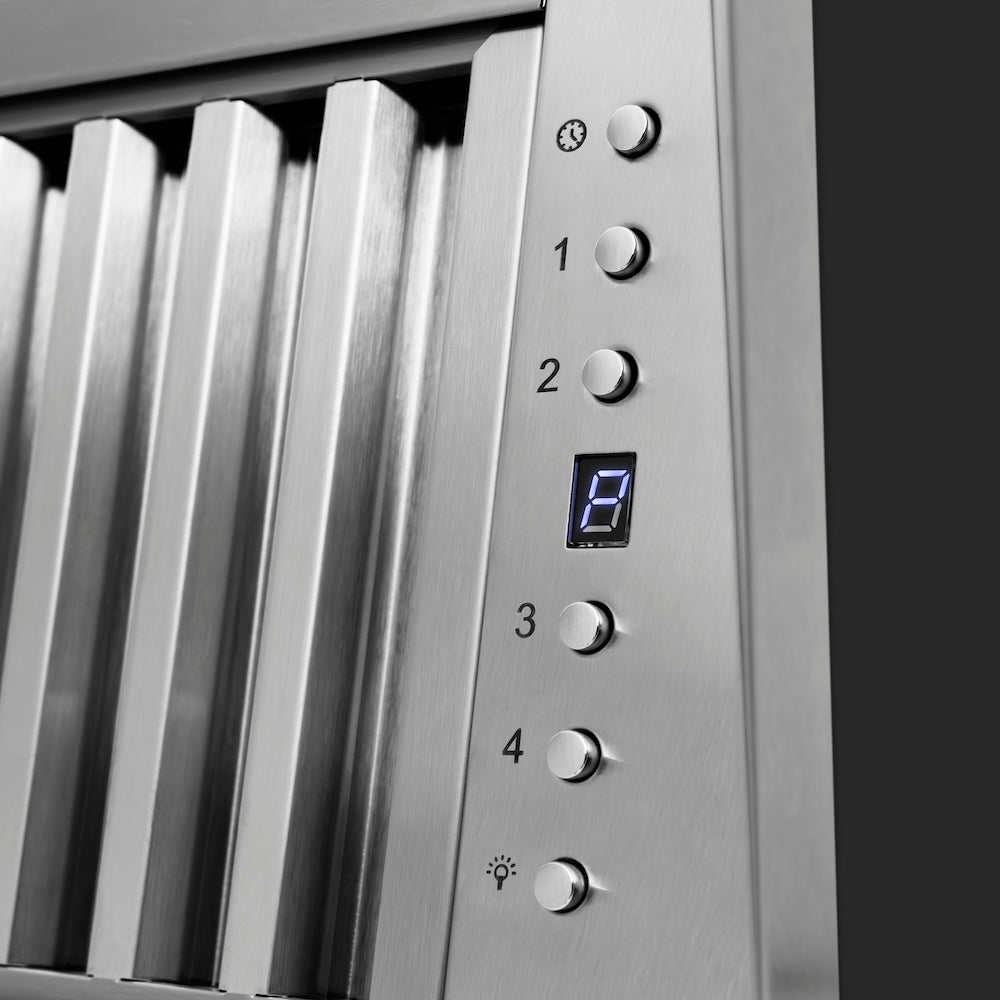 ZLINE Wooden 36-inch range hood in rustic black 355CC-36, detail
