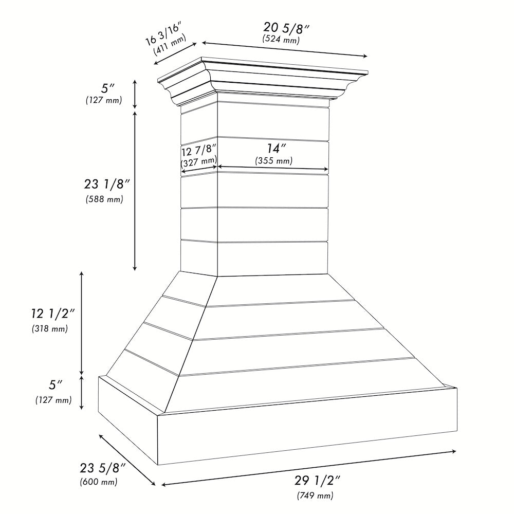 ZLINE Wooden 30-inch range hood in rustic shiplap black 365CC-30, view 7
