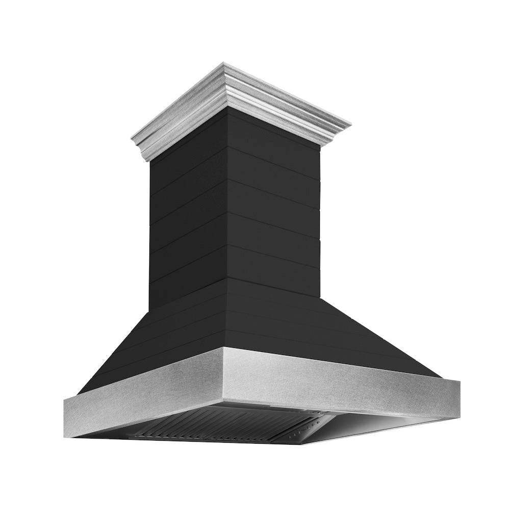 ZLINE Wooden 30-inch range hood in rustic shiplap black 365CC-30, view 4