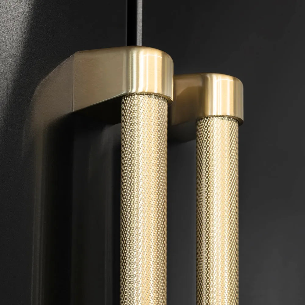 ZLINE Autograph Edition 60-inch refrigerator in black stainless steel with graphite gray interior and champagne bronze accents GRBIVZ-BS60KCB, detail