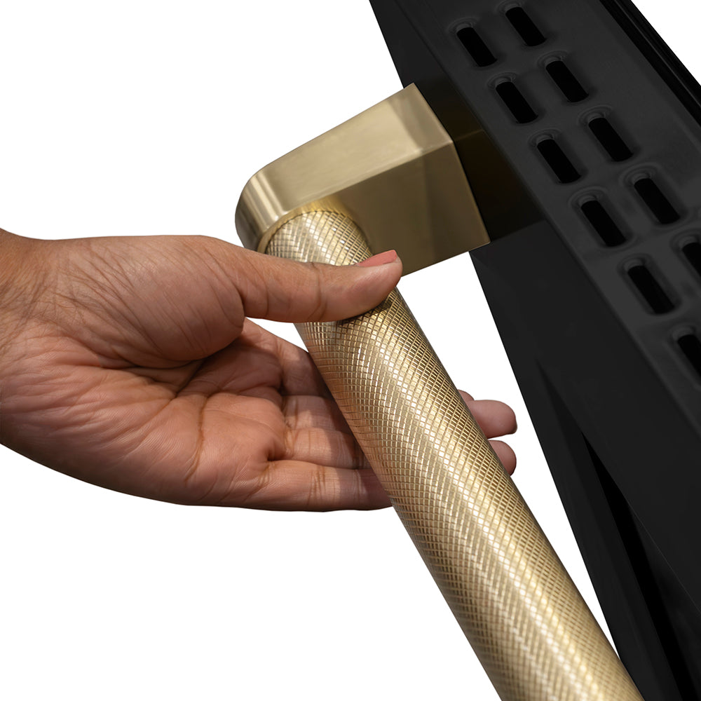 ZLINE Autograph Edition Paramount 48-inch range in black stainless steel and champagne bronze accents PSGRBZ-48-KCB, detail