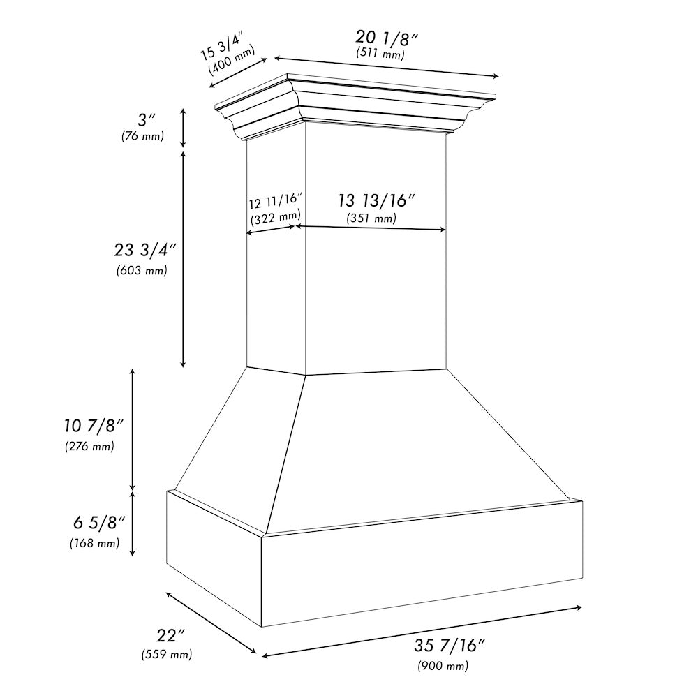 ZLINE Wooden 36-inch range hood in rustic bright white 355WW-36, view 7