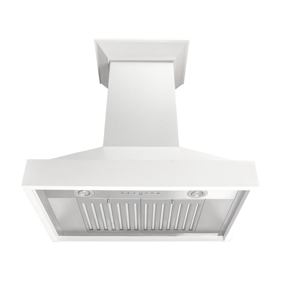 ZLINE Wooden 30-inch range hood in smooth bright white KBWW-30, view 5