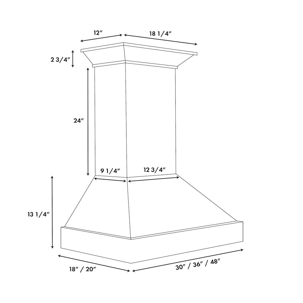 ZLINE Wooden 48-inch range hood in smooth bright white KBWW-48, view 6