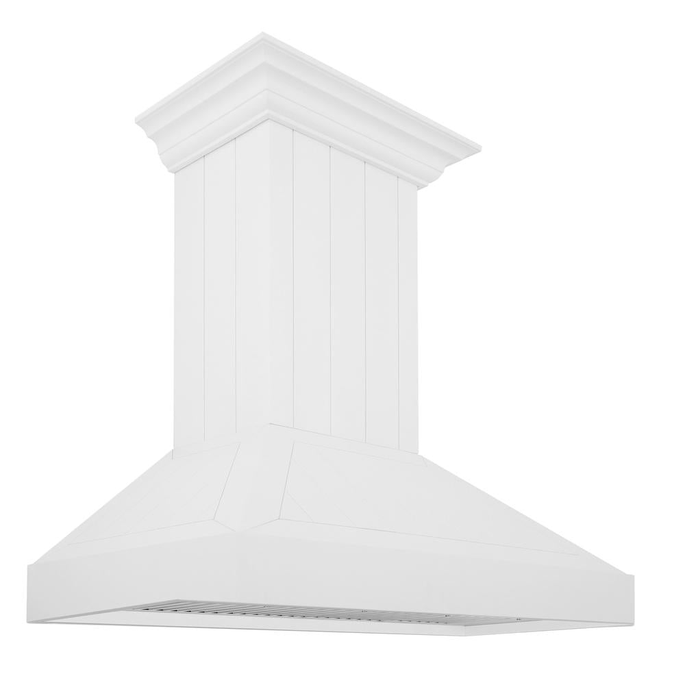 ZLINE Wooden 30-inch range hood in shiplap bright white KPWW-30