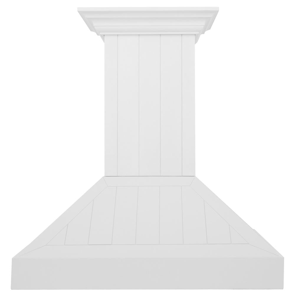 ZLINE Wooden 36-inch range hood in shiplap bright white KPWW-36, front view