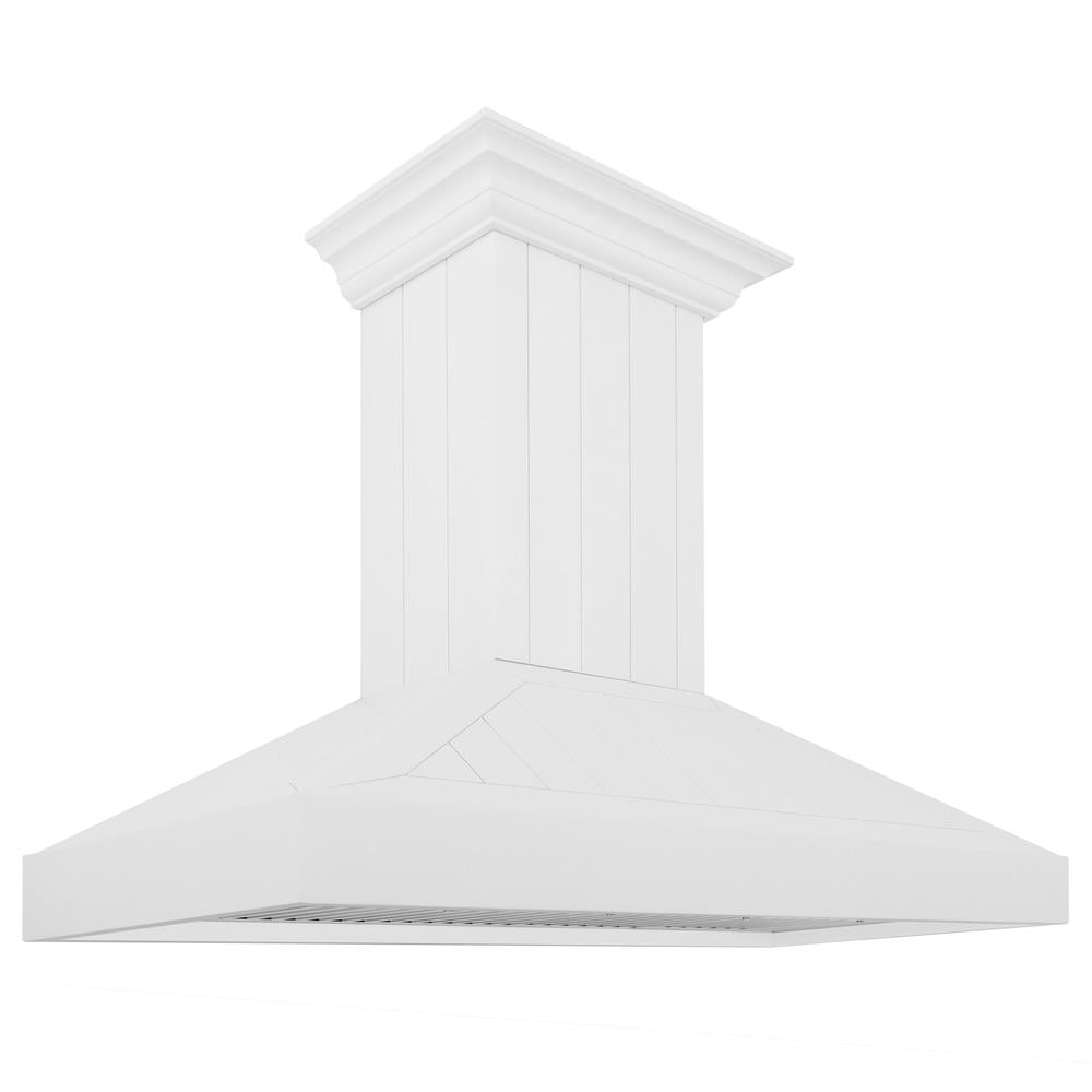 ZLINE Wooden 48-inch range hood in shiplap bright white KPWW-48