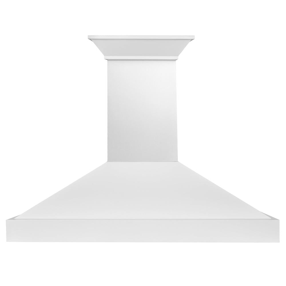 ZLINE Wooden 48-inch range hood in smooth bright white KBWW-48, front view