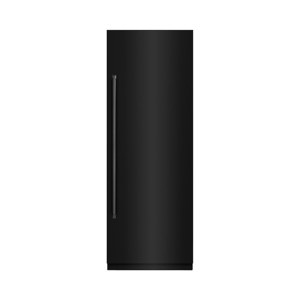 ZLINE 30-inch refrigerator in black stainless steel with graphite gray interior RCRV-BS-30, front view