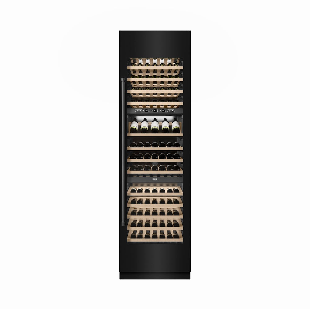 ZLINE 24-inch wine cooler in black stainless steel with graphite gray interior RCWV-BS-24, front view