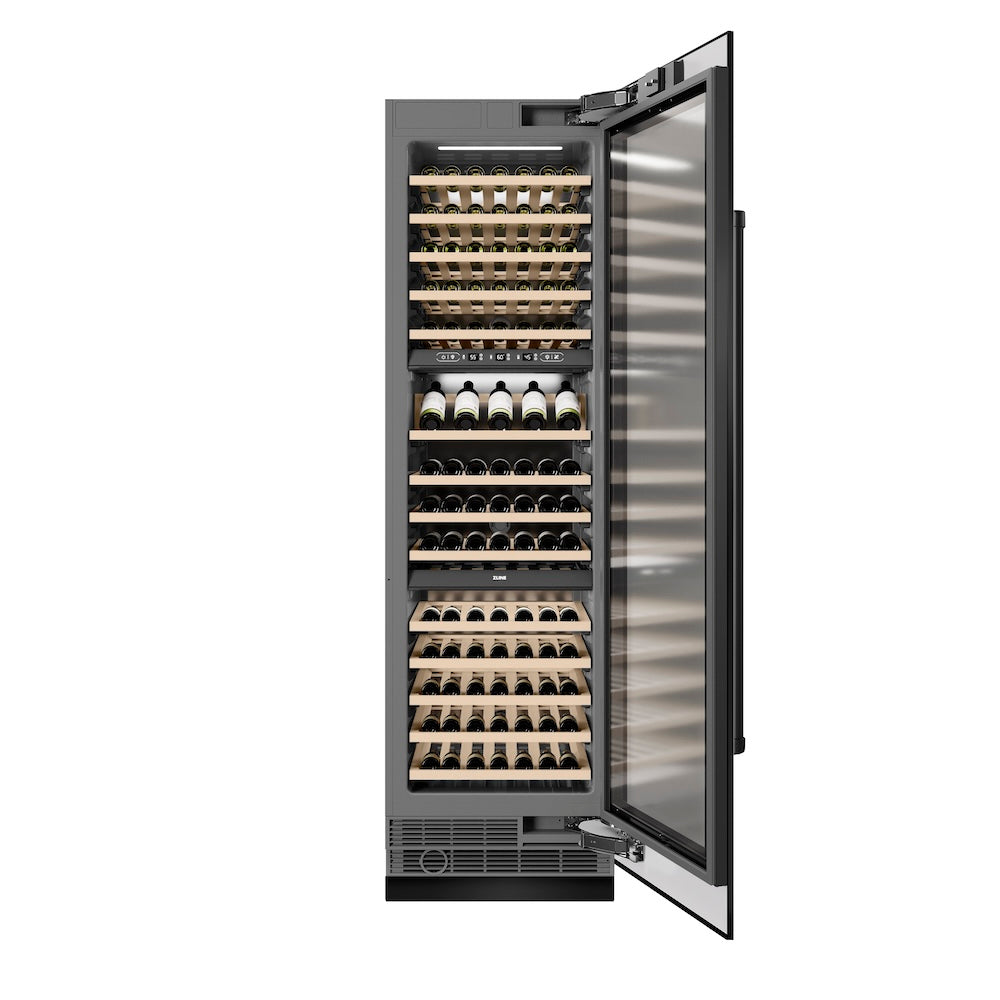 ZLINE 24-inch wine cooler in black stainless steel with graphite gray interior RCWV-BS-24, front view