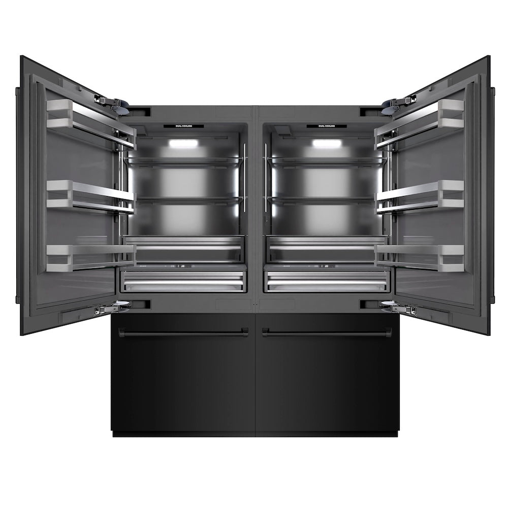 ZLINE 72-inch refrigerator in black stainless steel with graphite gray interior GRBIT-BS-72