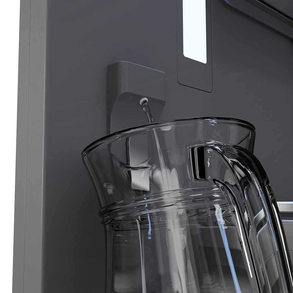 ZLINE Autograph Edition 72-inch refrigerator in black stainless steel with graphite gray interior and polished gold accents GRBITZ-BS72-KG, view 7