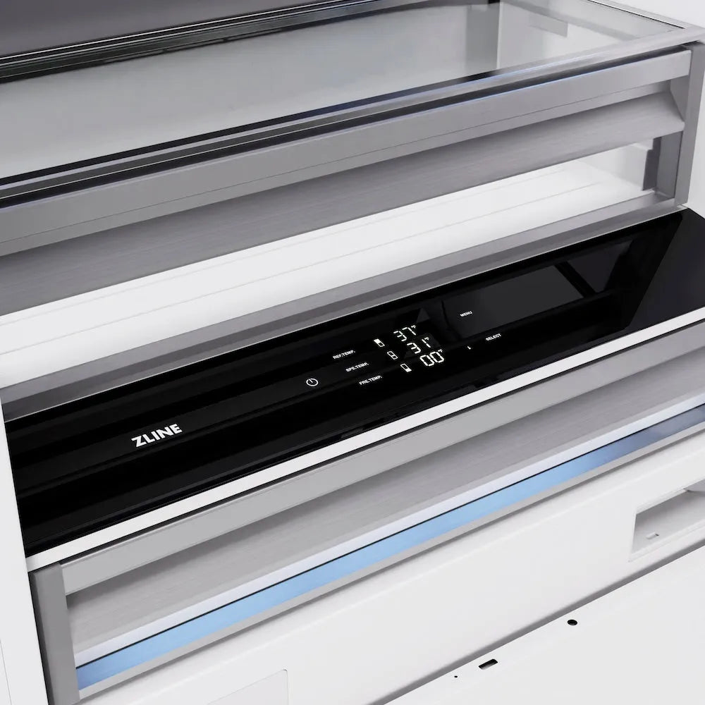 ZLINE 72-inch refrigerator in black stainless steel with bright white interior RBIT-BS-72, detail
