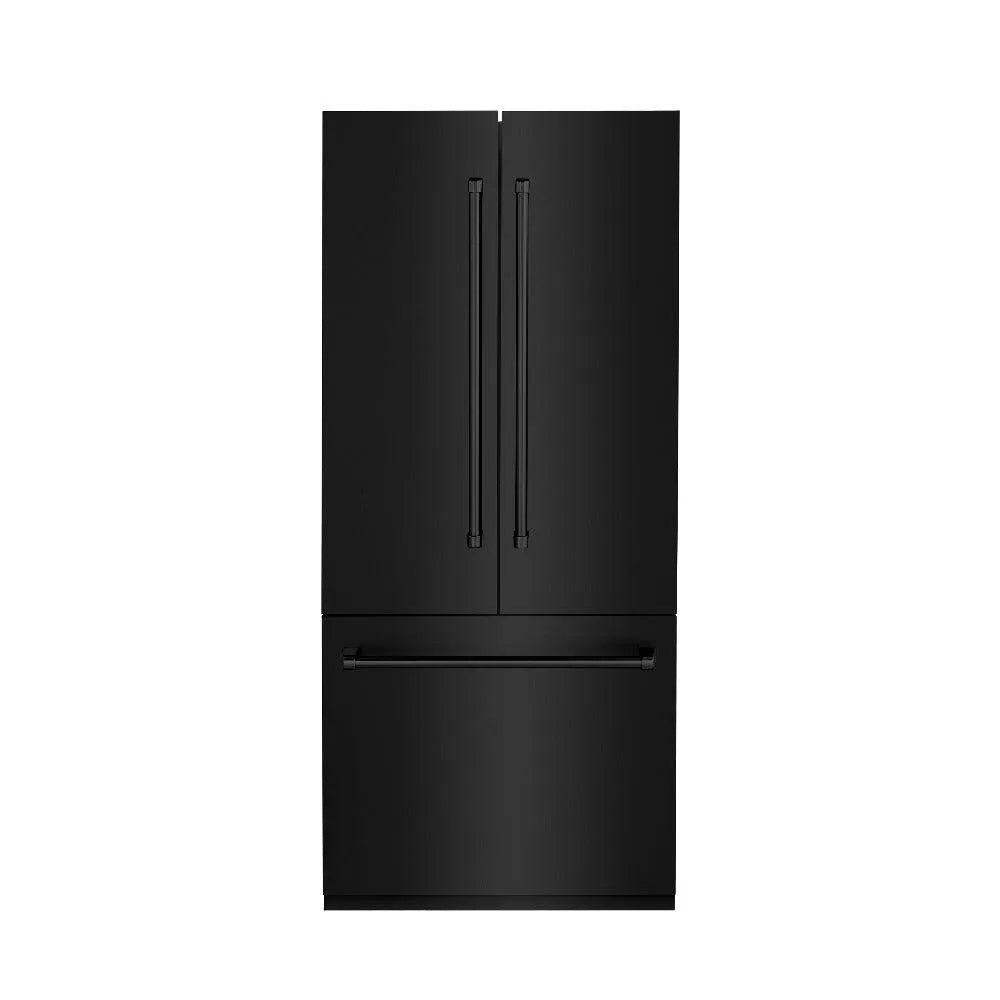 ZLINE 36-inch refrigerator in black stainless steel with bright white interior RBIV-BS-36, front view