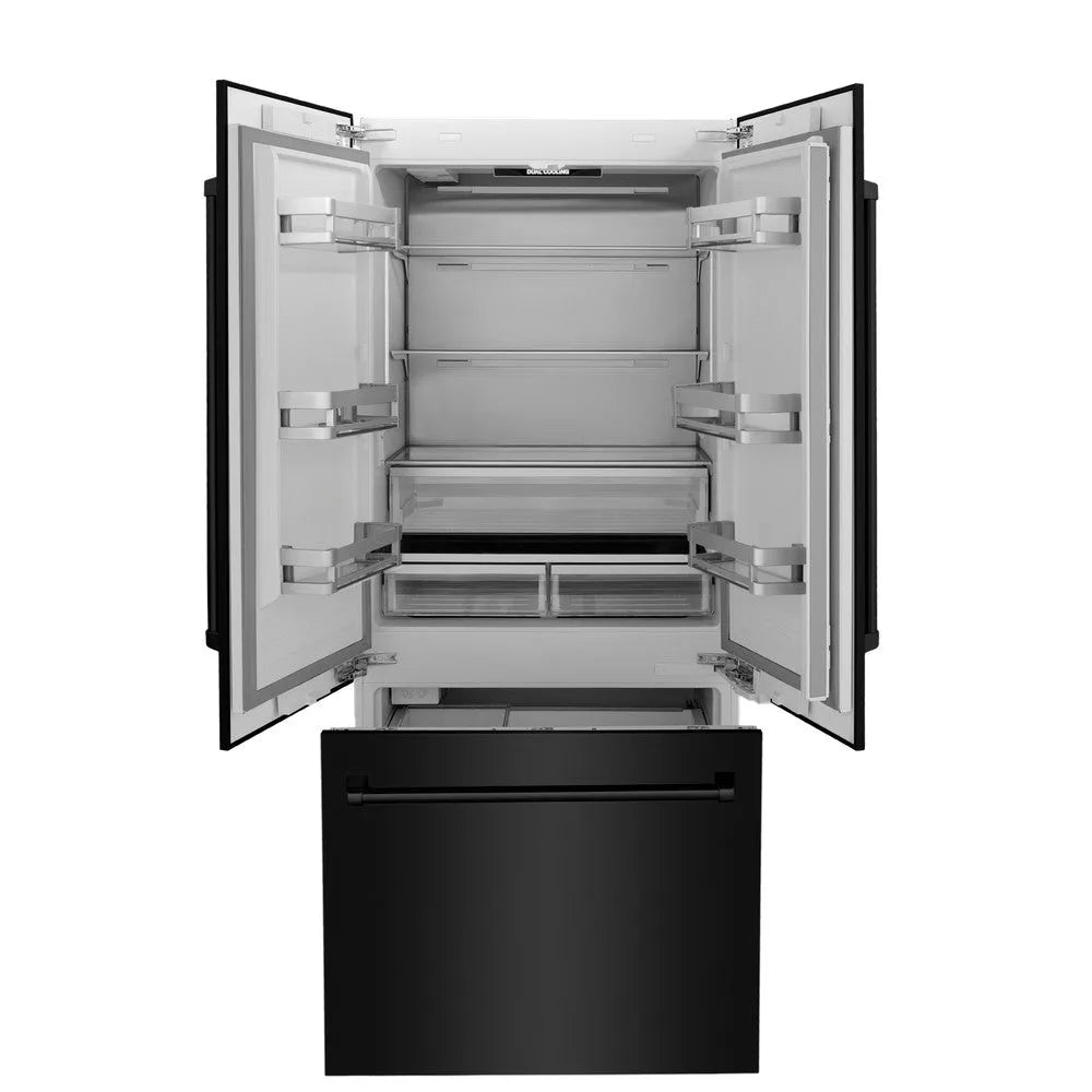 ZLINE 36-inch refrigerator in black stainless steel with bright white interior RBIV-BS-36, front view