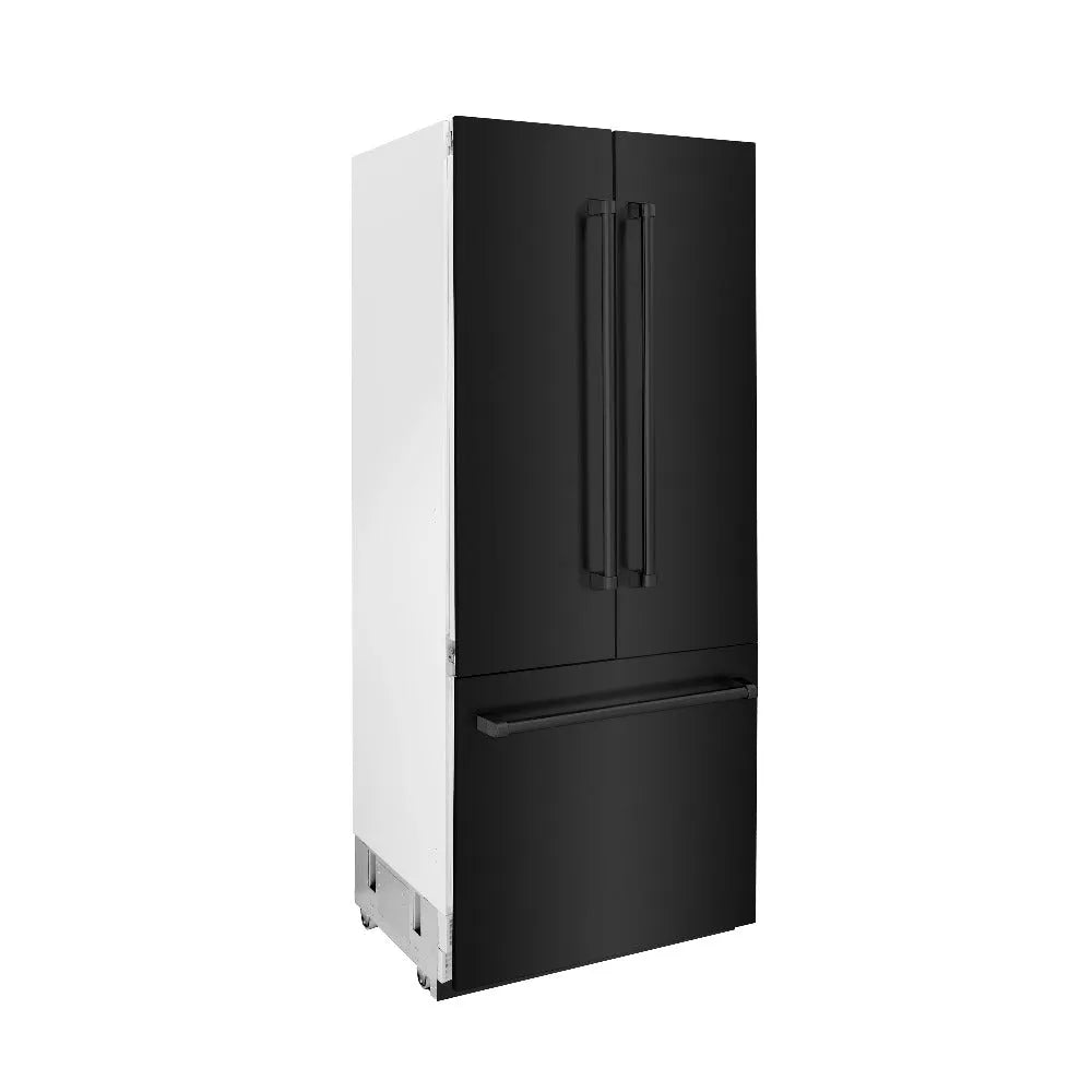 ZLINE 36-inch refrigerator in black stainless steel with bright white interior RBIV-BS-36, side view