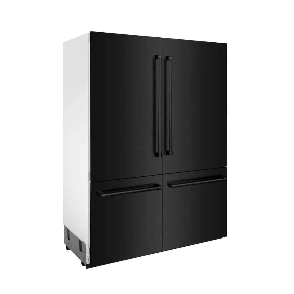 ZLINE 60-inch refrigerator in black stainless steel with bright white interior RBIV-BS-60, side view