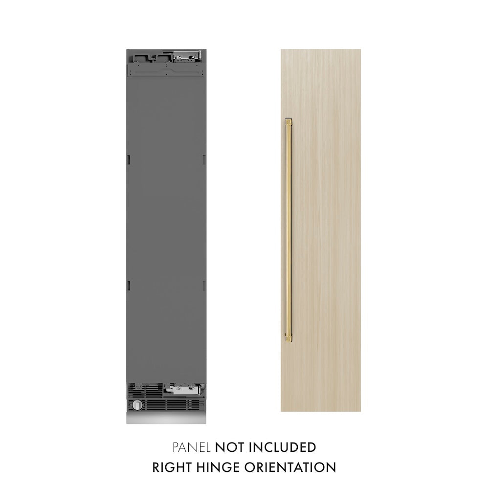 ZLINE Autograph Edition 18-inch freezer, panel ready with graphite gray interior and polished gold accents RBCFVRZ-18-G, view 2