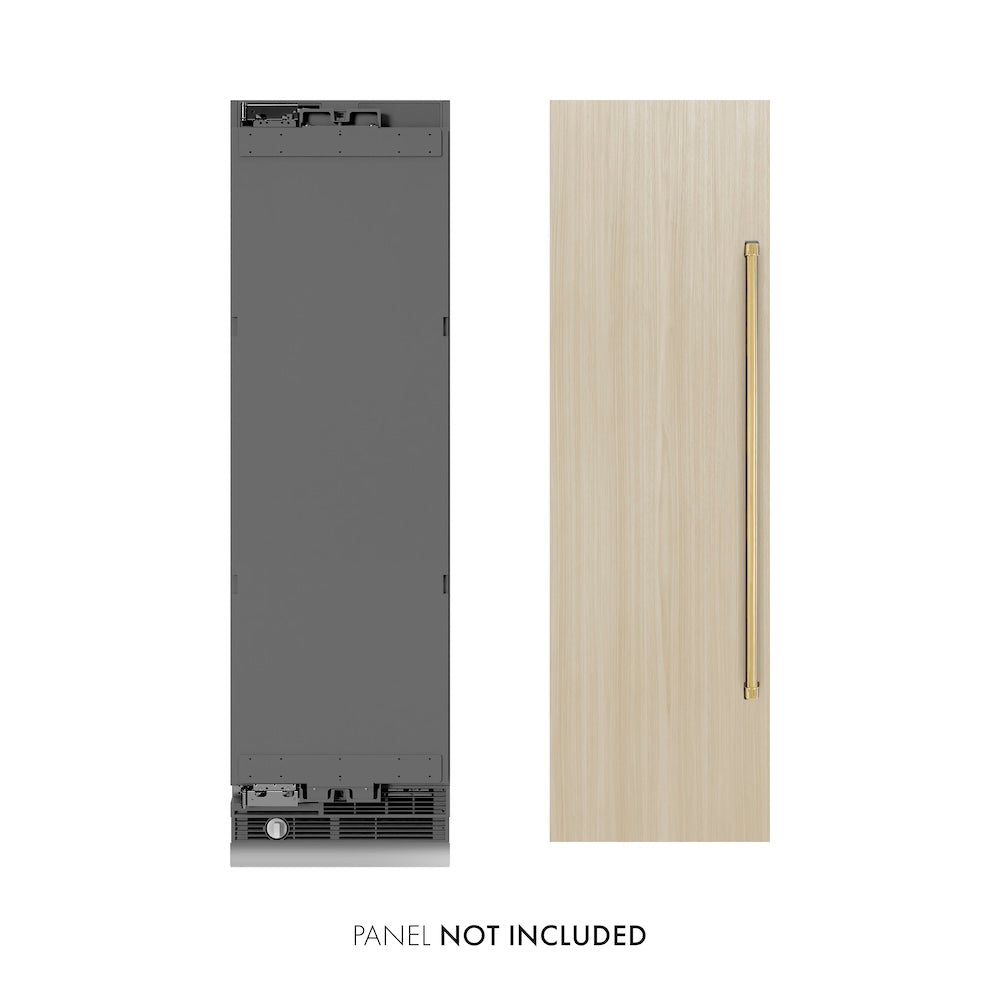 ZLINE Autograph Edition 24-inch freezer, panel ready with graphite gray interior and polished gold accents RBCFVZ-24-G, view 2