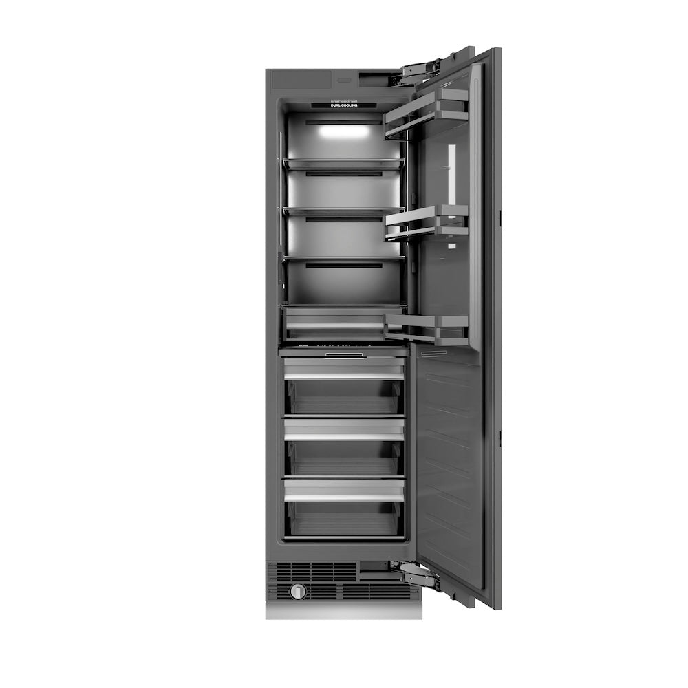 ZLINE Autograph Edition 24-inch refrigerator, panel ready with graphite gray interior and champagne bronze accents RBCRVZ-24-CB