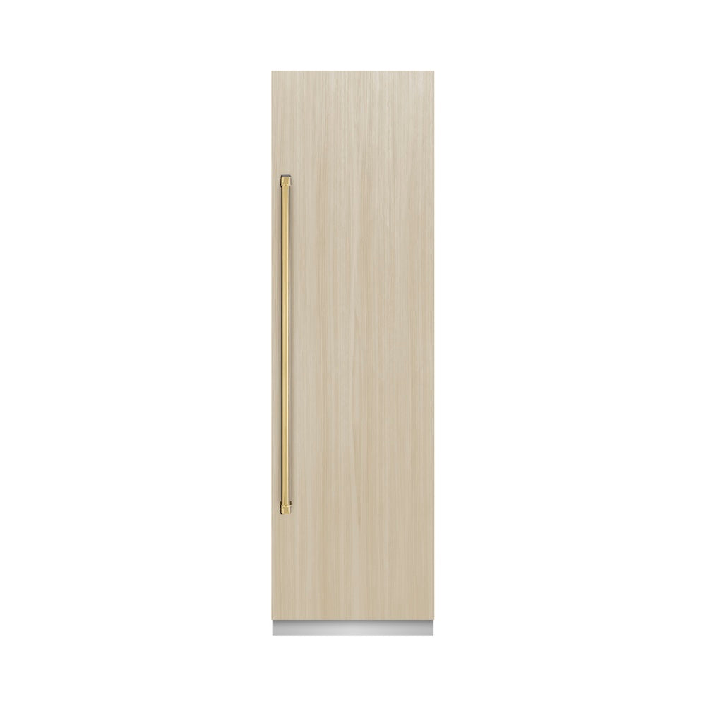 ZLINE Autograph Edition 24-inch refrigerator, panel ready with graphite gray interior and polished gold accents RBCRVZ-24-G, front view